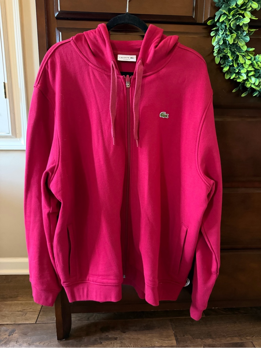 Lacoste Men's Red Full-Zip Hoodie